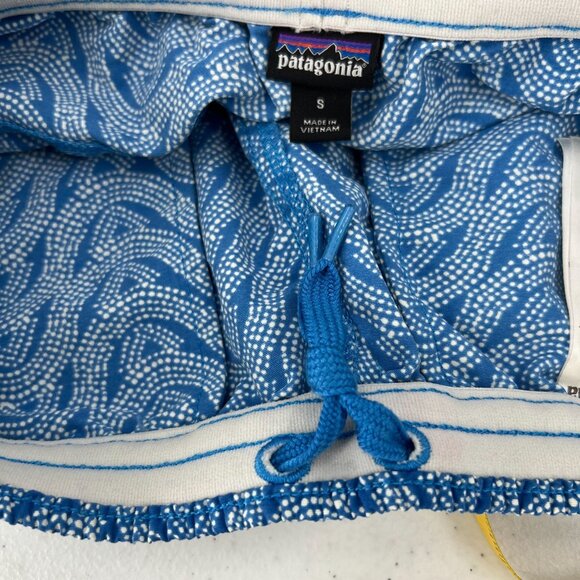 Patagonia Women's S Blue Dotted Wave Print Baggies Shorts Elastic Drawstring - Picture 4 of 12